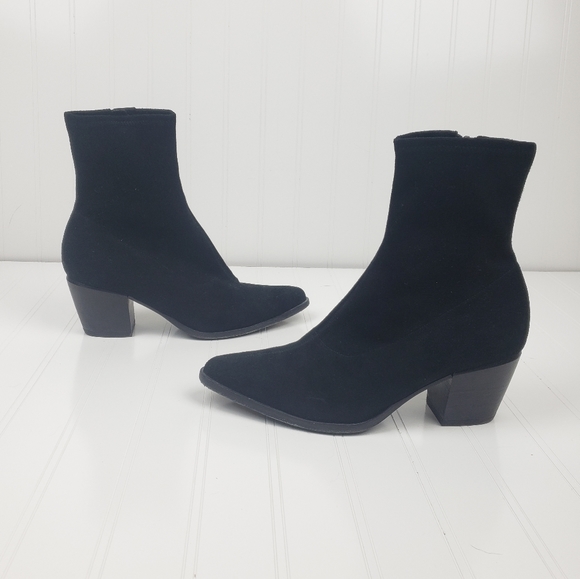 Vince. Hayek black suede block heel sock booties - Picture 4 of 13
